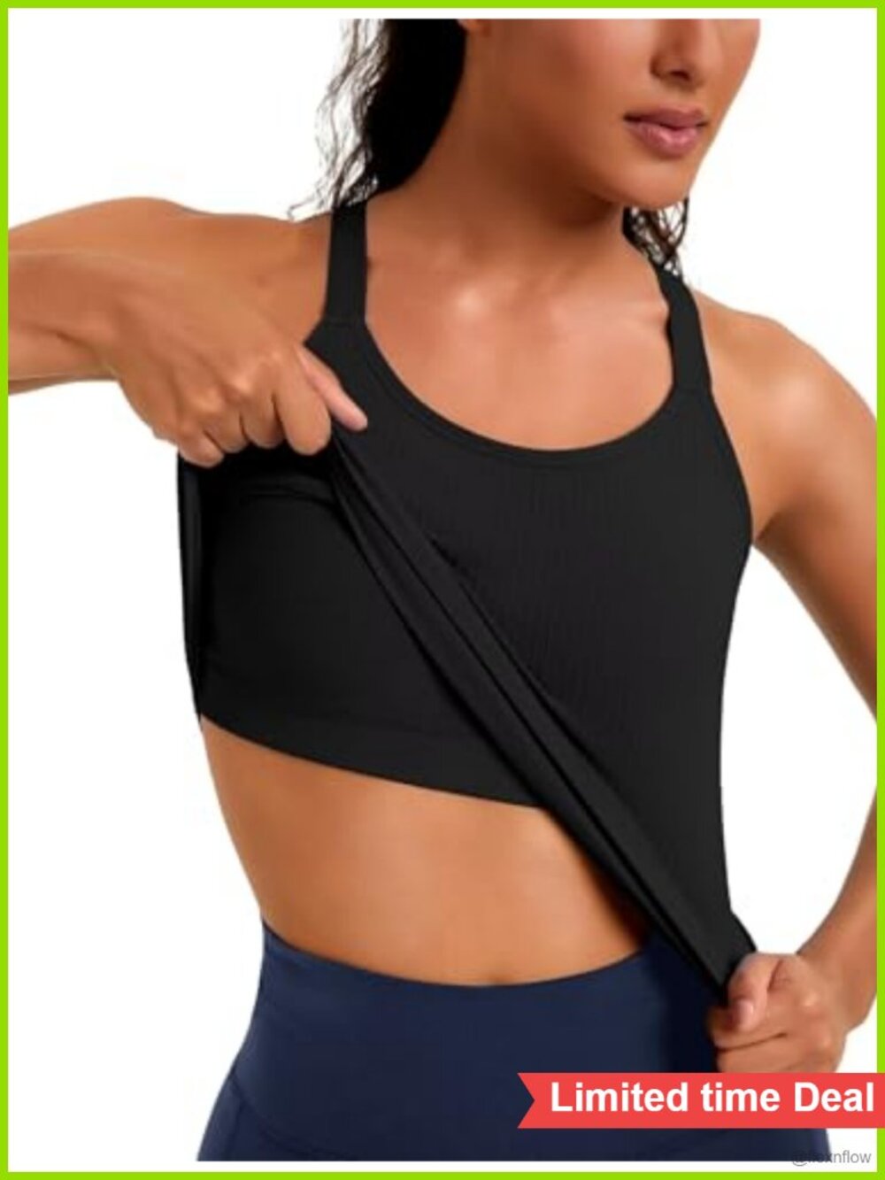 Seamless Racerback Workout Tank with Built-in Bra Adjustable Straps